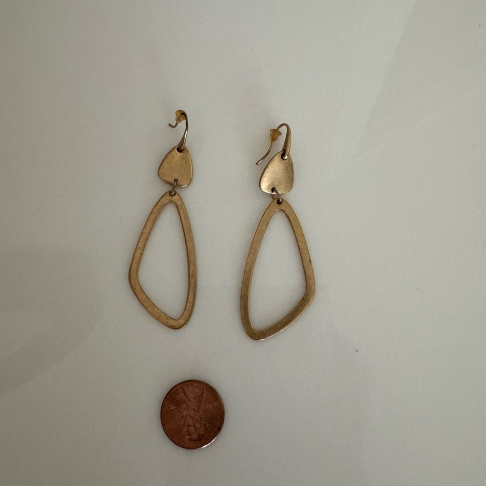 Kendra Scott Gold Geometric Dangle Earrings - Picture 3 of 4
